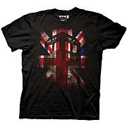 Doctor Who TARDIS and Union Jack Black T-Shirt
